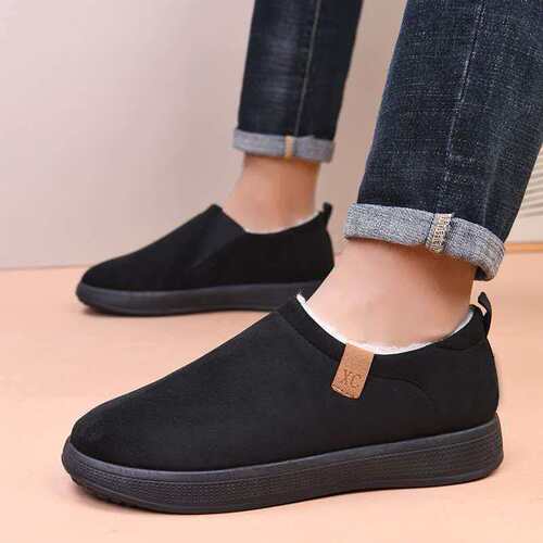 New Men's Snow Boots with Fleece Lining and Thick Padding - Warm and Comfortable Bread Shoes with Cotton Soles for Men