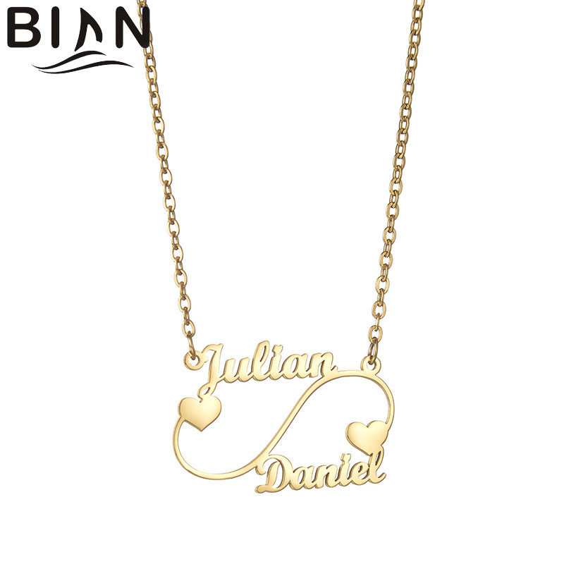 Cross-border new DIY personalized custom love infinite symbol English letter necklace 304 stainless steel neck jewelry Cross-border new DIY personalized custom love infinite symbol English letter necklace 304 stainless steel neck jewelry