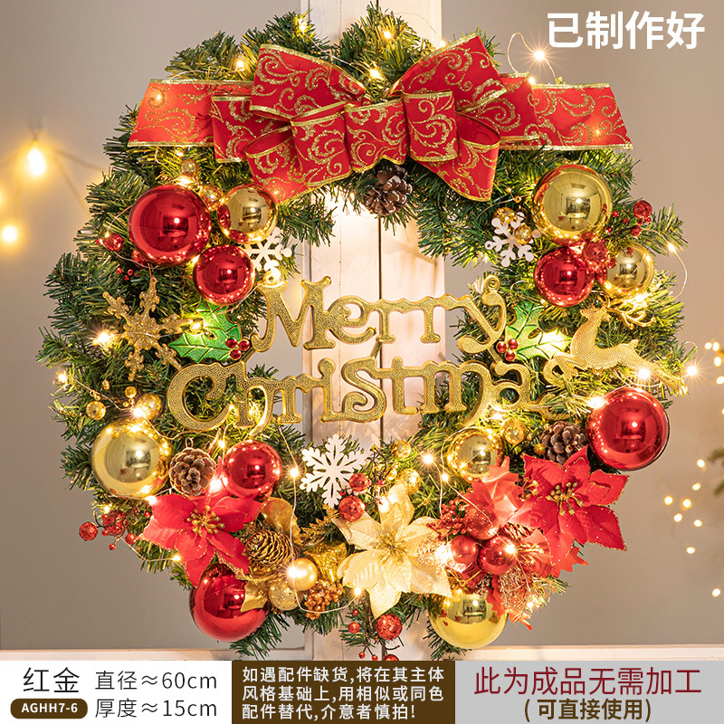 Nueva corona de Navidad, ratán, suministros de decoración navideña, accesorios, colgantes de puertas, colgantes de puertas, adornos de puertas, adornos al por mayor