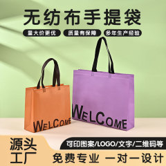 现货新款高档加厚覆膜无纺布袋服装羽绒手提袋通用购物袋加印图案