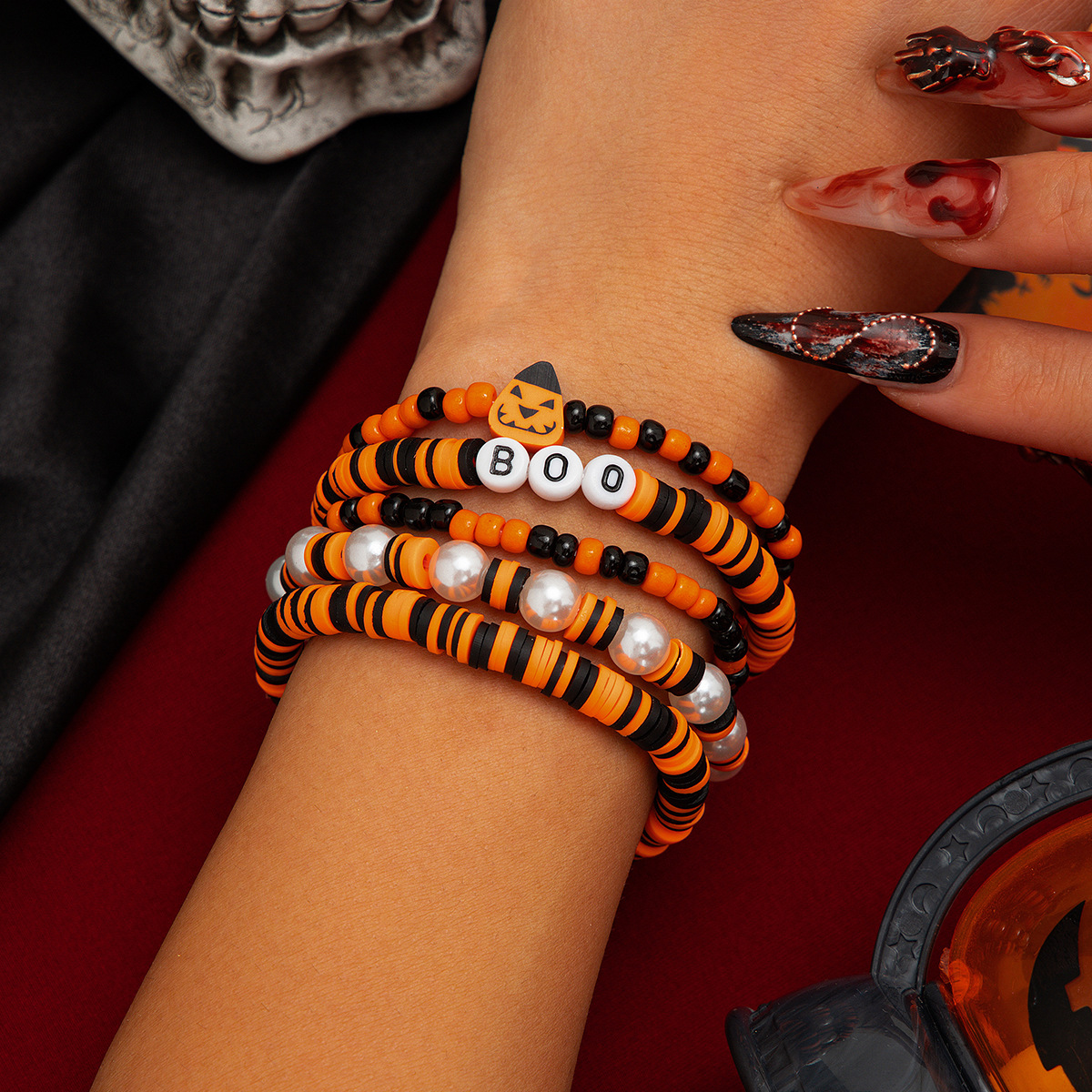 Halloween-asusteiden persoonallisuus yksinkertainen lepakkokristalli rannekorusetti Halloween-juhla metalliseoskirjaimirannekoru_voghion.com