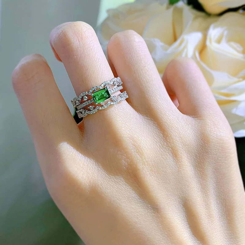Модное трендовое кольцо, серебро 925 пробы, инкрустировано diamonds, простой и элегантный дизайн