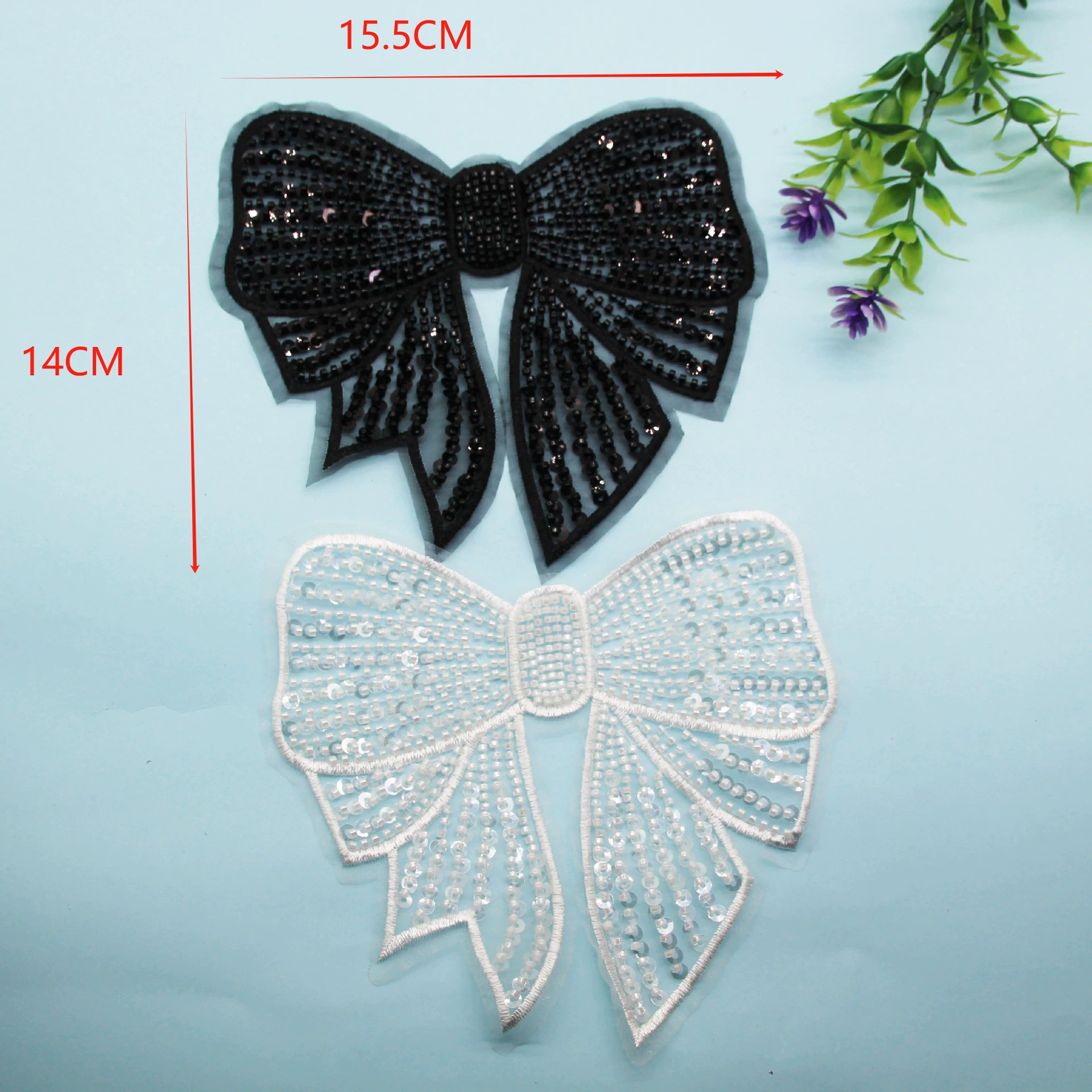 厂家定制时尚蝴蝶结网纱珠绣亮片蕾丝花边钉珠婚庆礼服DIY辅料