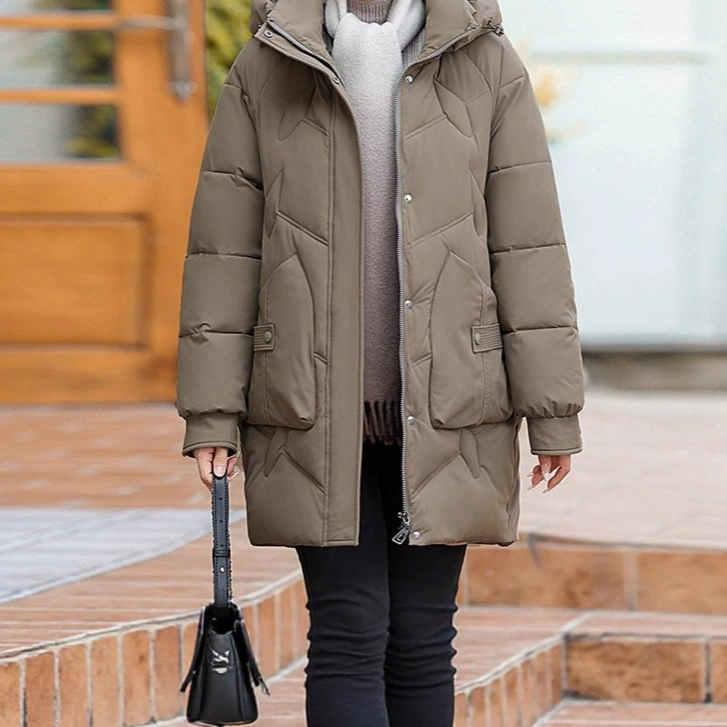 Зимняя модная куртка-пуховик для отдыха, длинный набор, для среднего возраста, оверсайз, mid-length