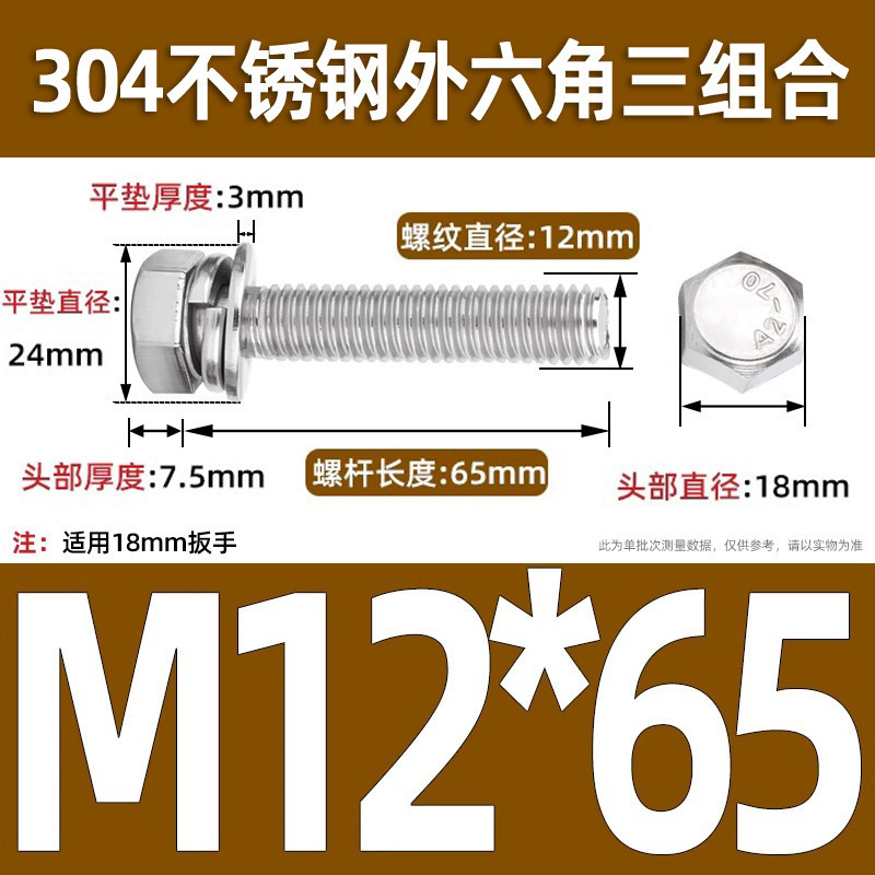 304ステンレス外六角三組み合わせねじgb9074.17切辺六角頭加平弾マットM3-M12|undefined