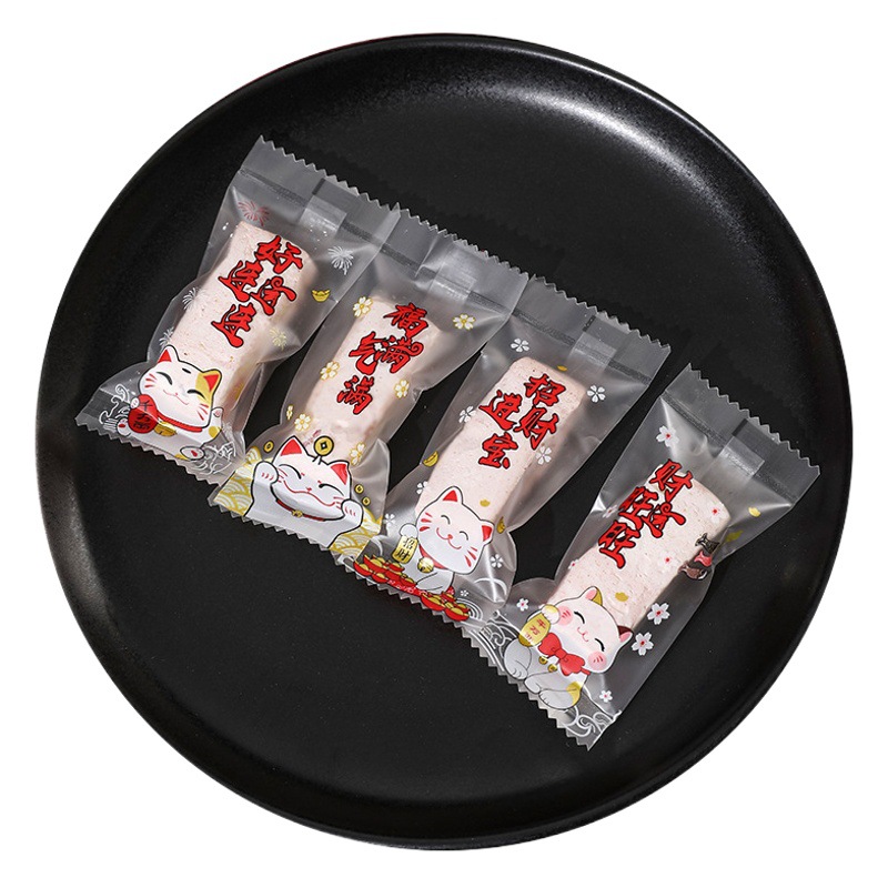 Año nuevo copo de nieve crujiente bolsa de embalaje de turrón esmerilado papel de embalaje para hornear leche Jujube bolsa de dulces pequeña máquina de galletas bolsa de sello