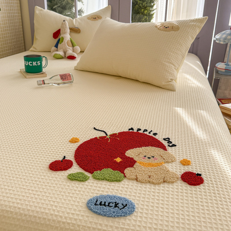 Cartoon Embroidered Pure Cotton Waffle Bed Sheet Single Piece 100% Cotton Thickened Children's Quilt Single Bed Fitted Sheet Three-Piece Set Cartoon Embroidered Pure Cotton Waffle Bed Sheet Single Piece 100% Cotton Thickened Children's Quilt Single Bed Fitted Sheet Three-Piece Set