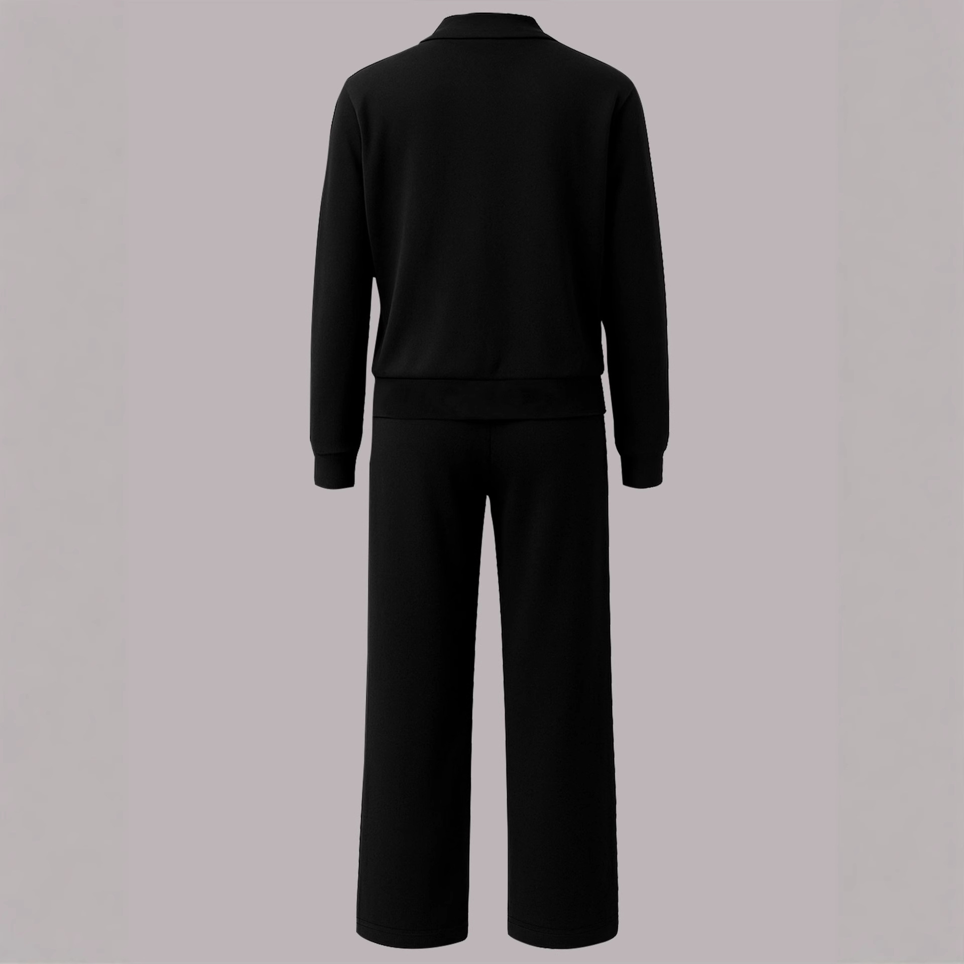 Women's Color Block Two Piece Set Long Sleeved Top Elastic Waist Straight Leg Trousers_ecoleips.com