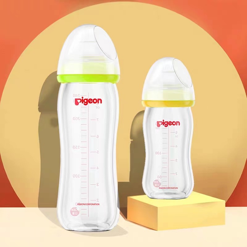 新生儿玻璃奶瓶宽口径防胀气耐高温母乳实感160/240ml配奶嘴