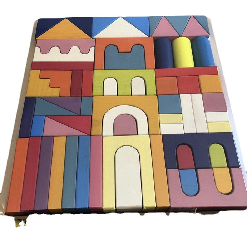 Pila de madera para niños, caja de madera, troncos de colores, bloques de construcción, juguetes educativos para la educación temprana del bebé, personalización del fabricante al por mayor