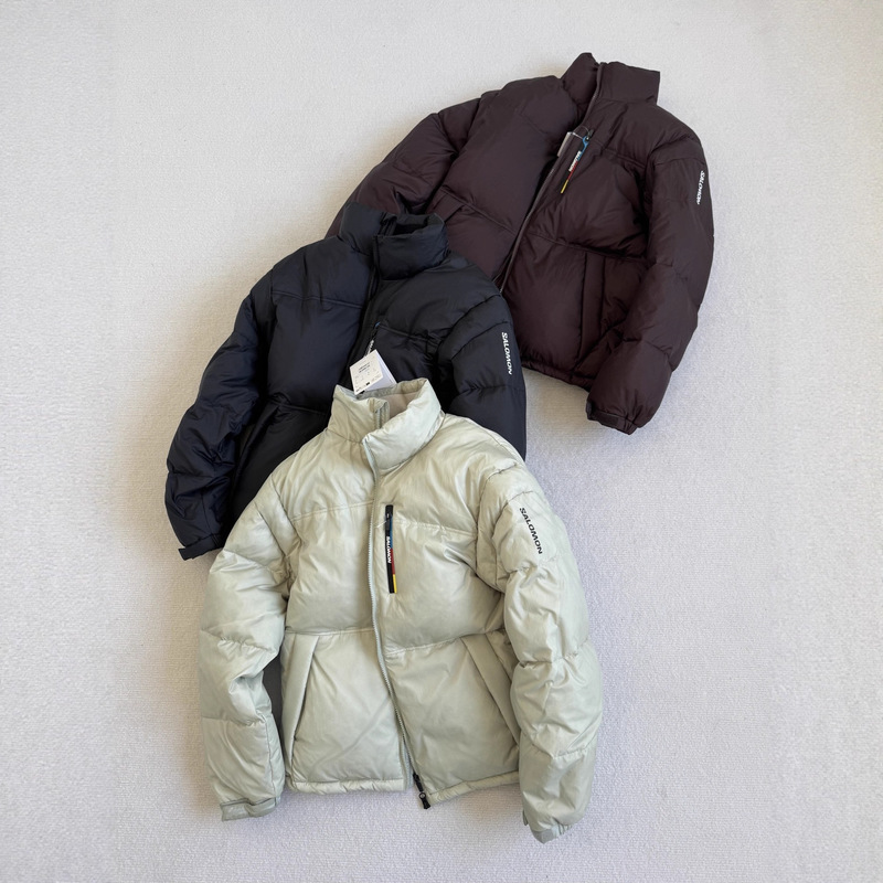 Cross-Border Spot Slm2025 Winter Korean Line 600-Puff Goose down Snow Velvet Jacket Warm and Comfortable Pure Color down Jacket