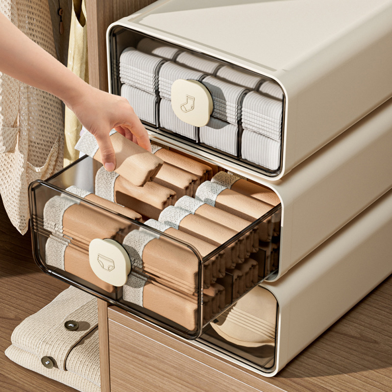 下着収納ケース家庭用箪笥肌着靴下引き出し式仕切り整理ケース三合一神器|undefined