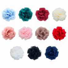 现货8cm欧根纱双层头花立体玫瑰花山茶胸花配件外贸服装配饰鞋花