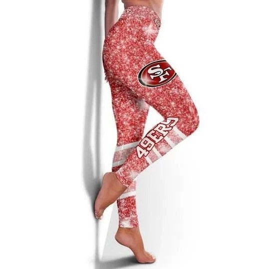 European and American Football Team Printed Leggings with Glitter Effect and Slight Elasticity for Women's Slim Fit Fitness Leggings