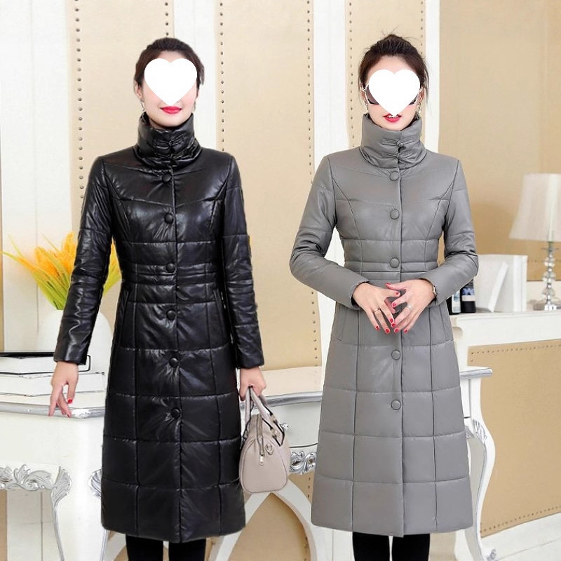真皮冬季新款海宁羽绒服女过膝长款韩版羊皮大衣妈妈装大码皮批发