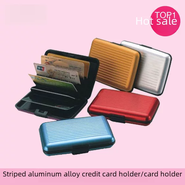 Aluminum Alloy Credit Card Holder Business Card Holder Card Holder Close-Fitting Card Holder Wholesale Striped Card Holder Document Holder Factory Price Direct Sales