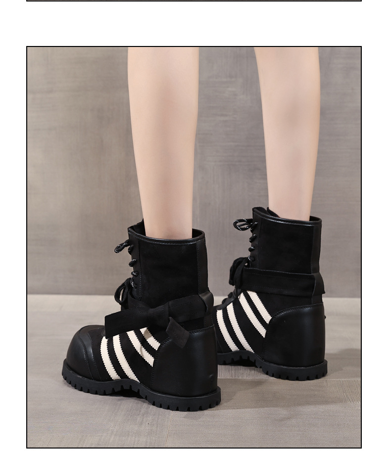 Boot nữ đế dày nâng chiều cao phong cách retro Anh Quốc — màu nâu chi tiết 11