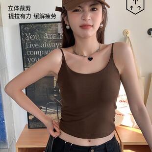 2024 Summer Cross-border New Camisole Women's Summer Bra One-piece Inner Wearable Outer Wearable Chest Pad All-match Top
