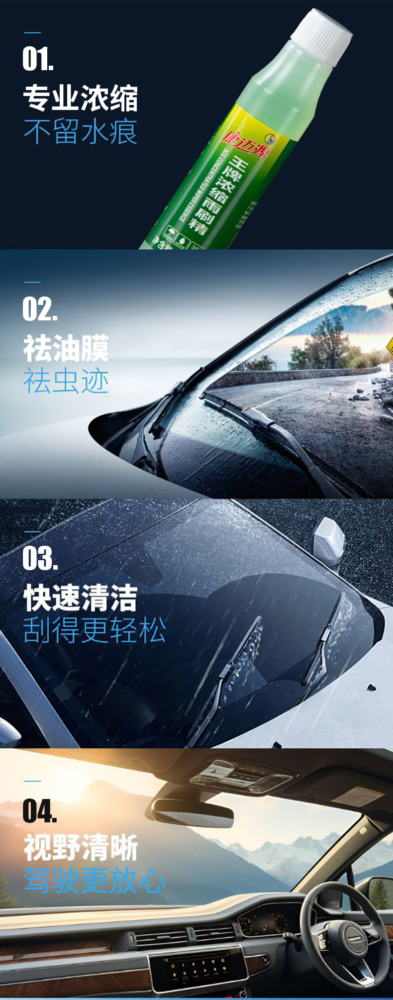 Car Wiper Water Antifreeze Glass Water Liquid to Remove Shellac Oil Film Four Seasons Winter Concentrated Wiper Essence