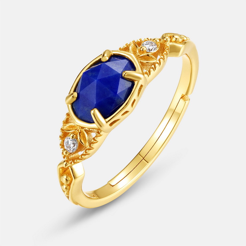 Japanese Style New Affordable Luxury Fashion Forest Night Sky Natural Lapis Lazuli Ring
