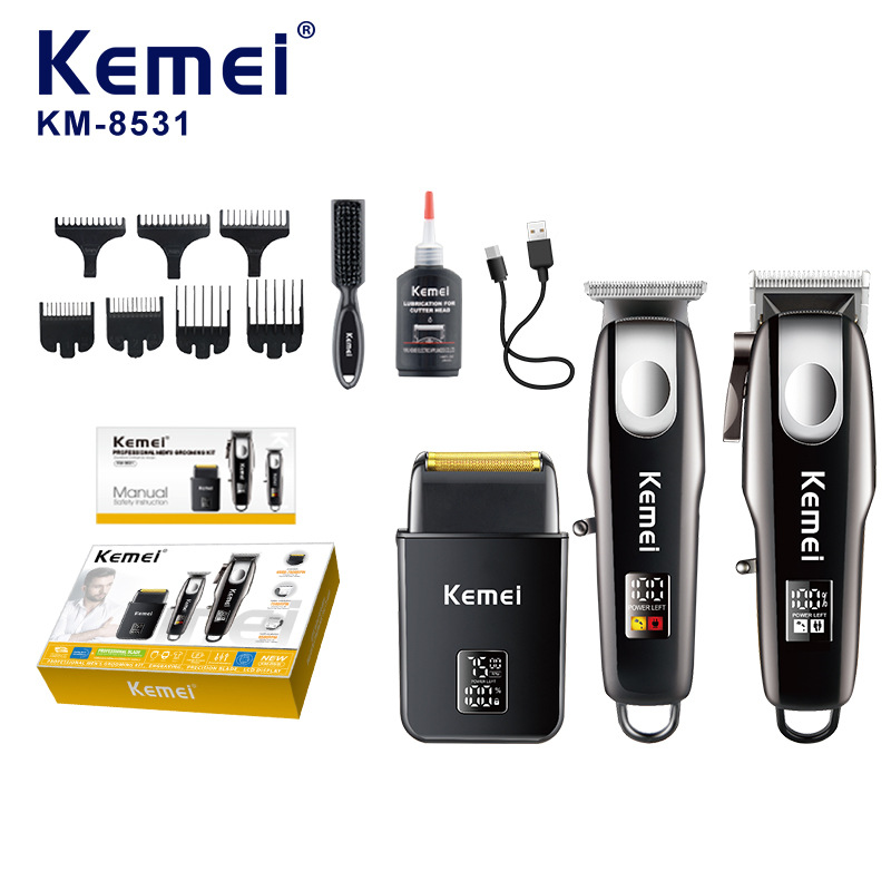 Kemei Kemei nueva cortadora de cabello eléctrica, cortadora de cabello con pantalla digital inteligente, cortadora eléctrica, corte de corte, traje de afeitado