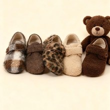 百搭2025新款冬季加绒保暖棉鞋女平底防滑毛毛鞋一脚蹬懒人豆豆鞋