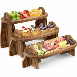木质甜品托盘置物架聚会上菜板可拆卸水果盘厨房桌面调料收纳架