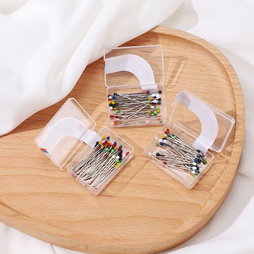 Cross-border box-packed colorful fixed decoration bead pearlescent needle clothing positioning needle big needle bouquet decoration pin needle auxiliary needle
