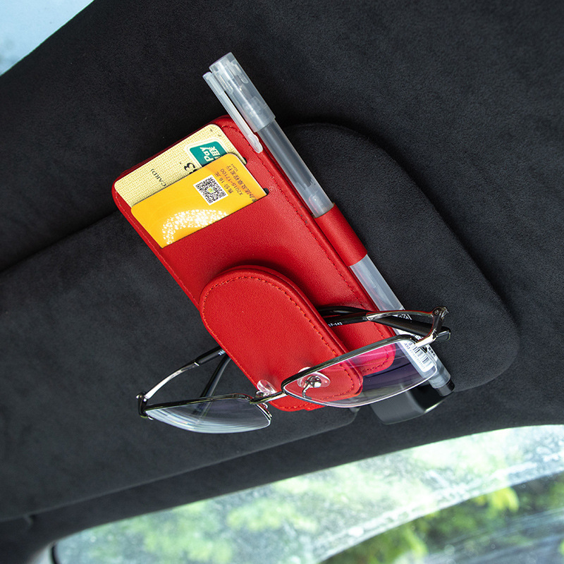 Car-Mounted Multifunctional Glasses and Ticket Holder, Practical High-End Round Eyeglass Clip, Multifunctional Accessory, Stylish