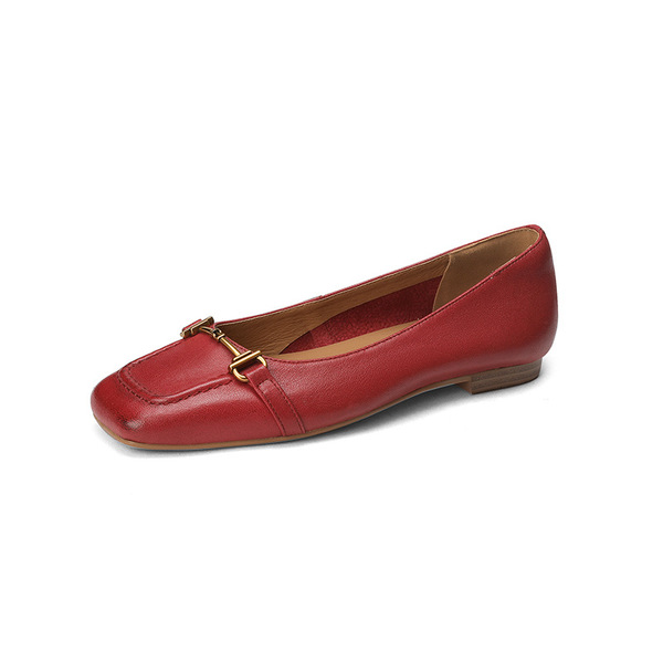 Retro fashionable low shoes flat square toe low-cut