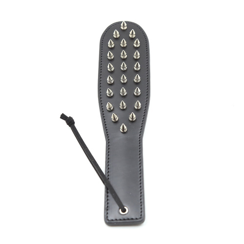 Foreign trade sex toys wholesale black leather spiked hand slap male and female hotel spanking swatter consignment