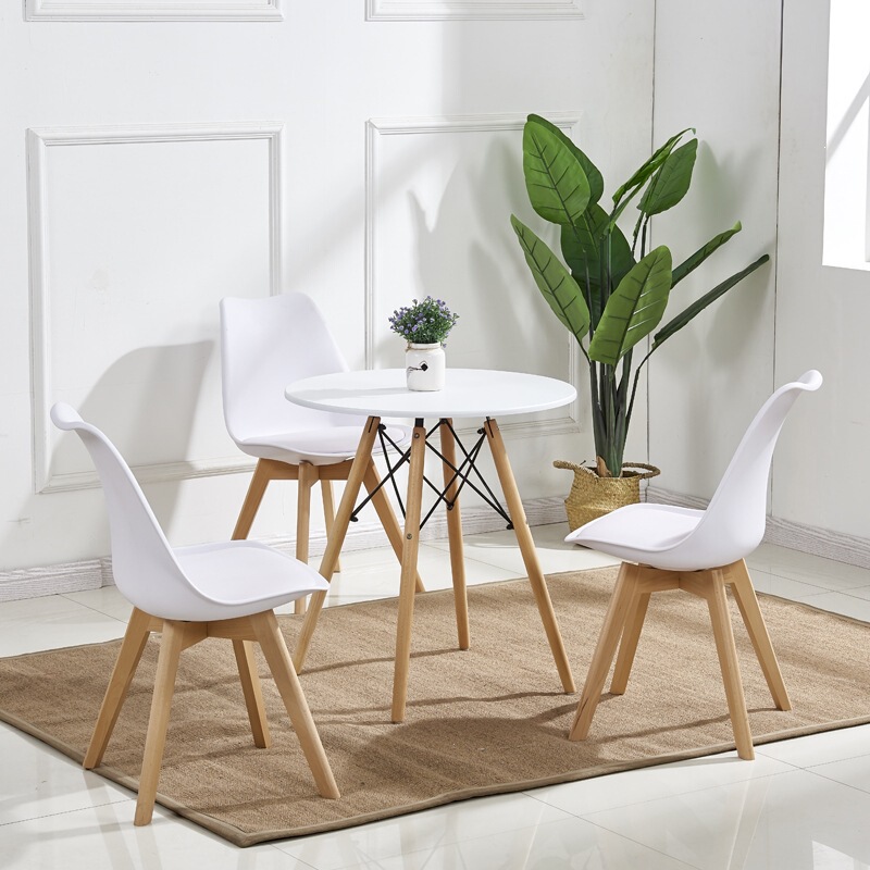 Nordic Eames Creative Home-Use Small Round Table Reception and Negotiation Table and Chair Set, Simple Leisure Dining Table, Coffee Shop Table