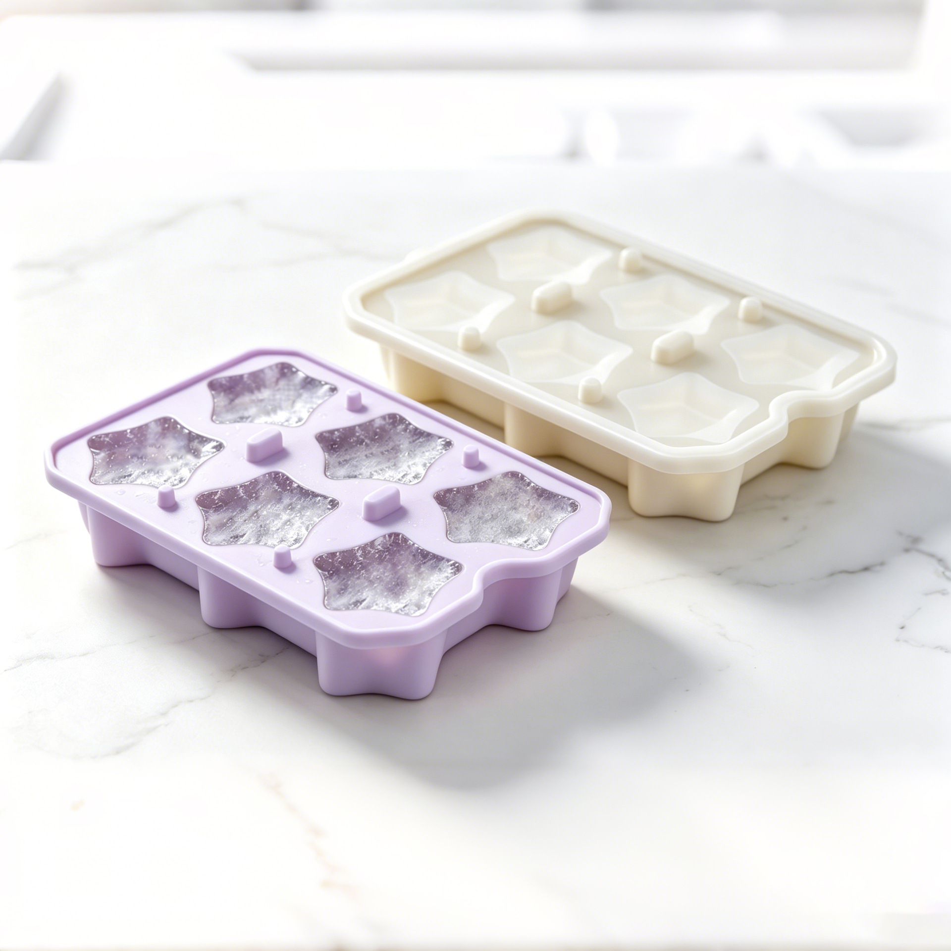 Gıda Sınıfı Silikon Buz Kalıbı Yıldız Buz Küpü Buz Yapma Kutusu Yaratıcı Mini Buz Küpü Mucize Aracı Kapak Dahil Buz Kalıbı