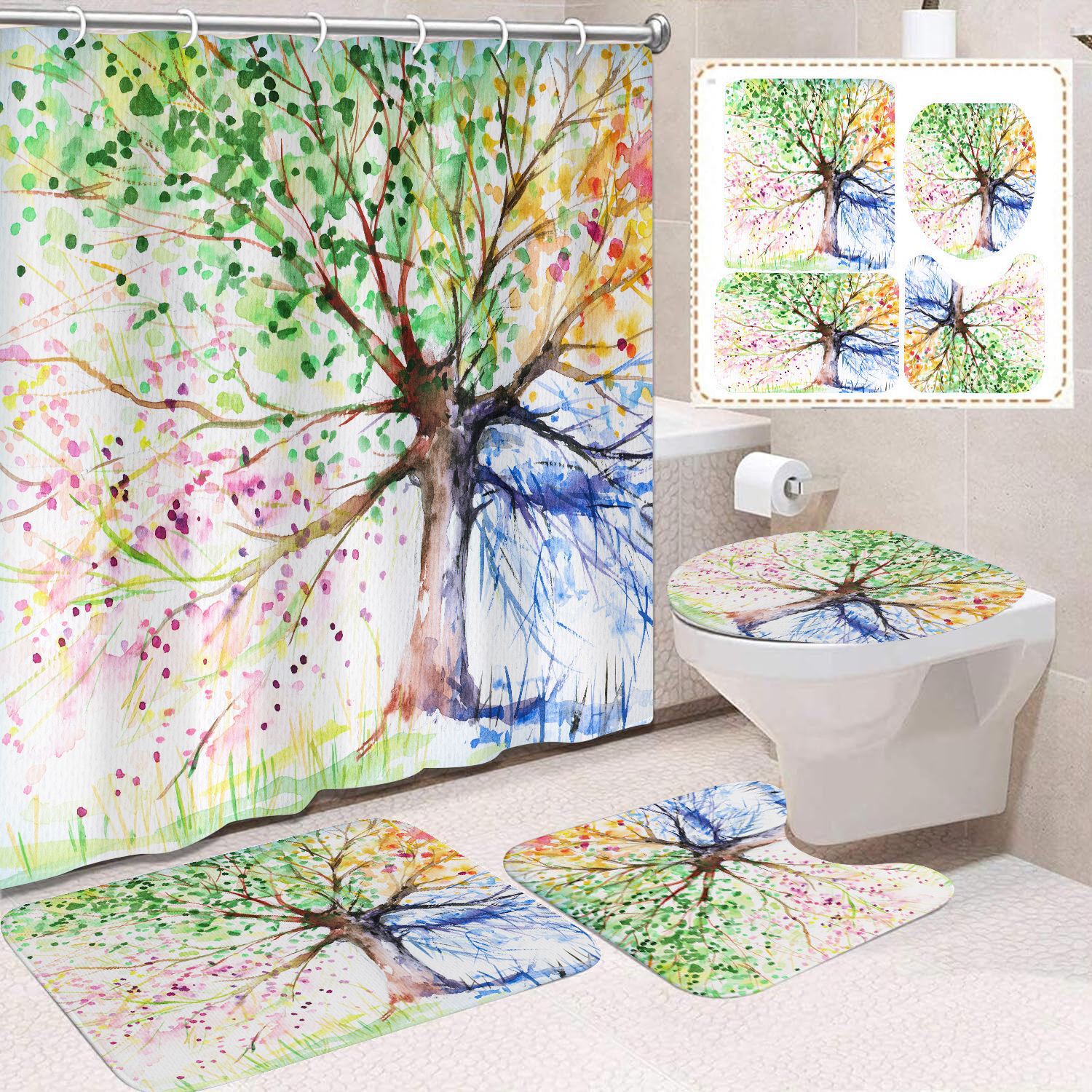 Cortina de ducha de poliéster con estampado digital de animales, impermeable, creativa, para baño, de Amazon, transfronteriza