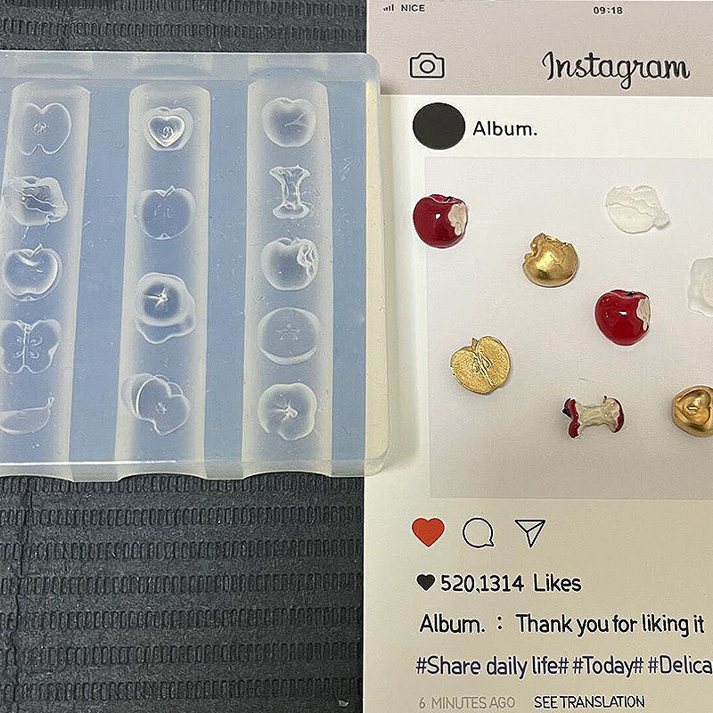 仿真微缩苹果浮雕造型装饰高透美甲模具DIY滴胶雕花胶模平替款|undefined