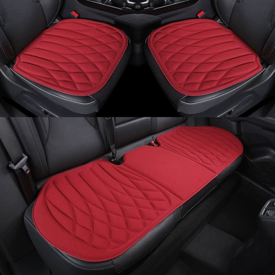 summer breathable three-piece set, non-slip, Four Seasons Pad - burgundy-seaweed-car-seat-cushion-single-seat-cushion-5048