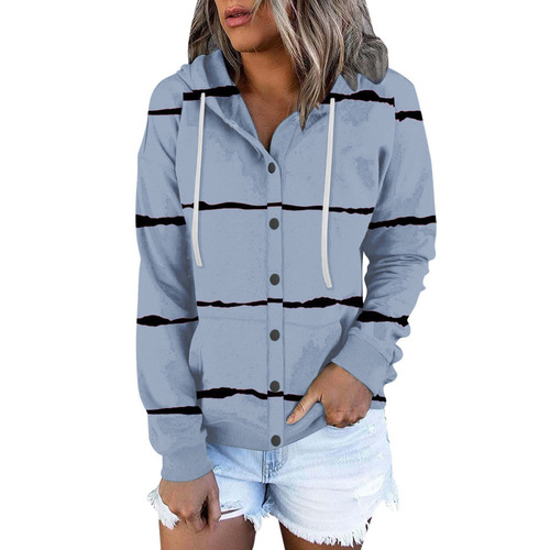 Women's European and American Simple Casual Long Sleeve Hooded Coat