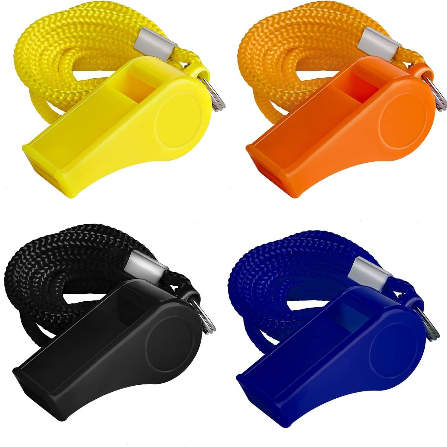Inventario de alta calidad ABS de plástico de color ventilador silbato de supervivencia al aire libre silbato de supervivencia silbato de juego de tiempo silbato