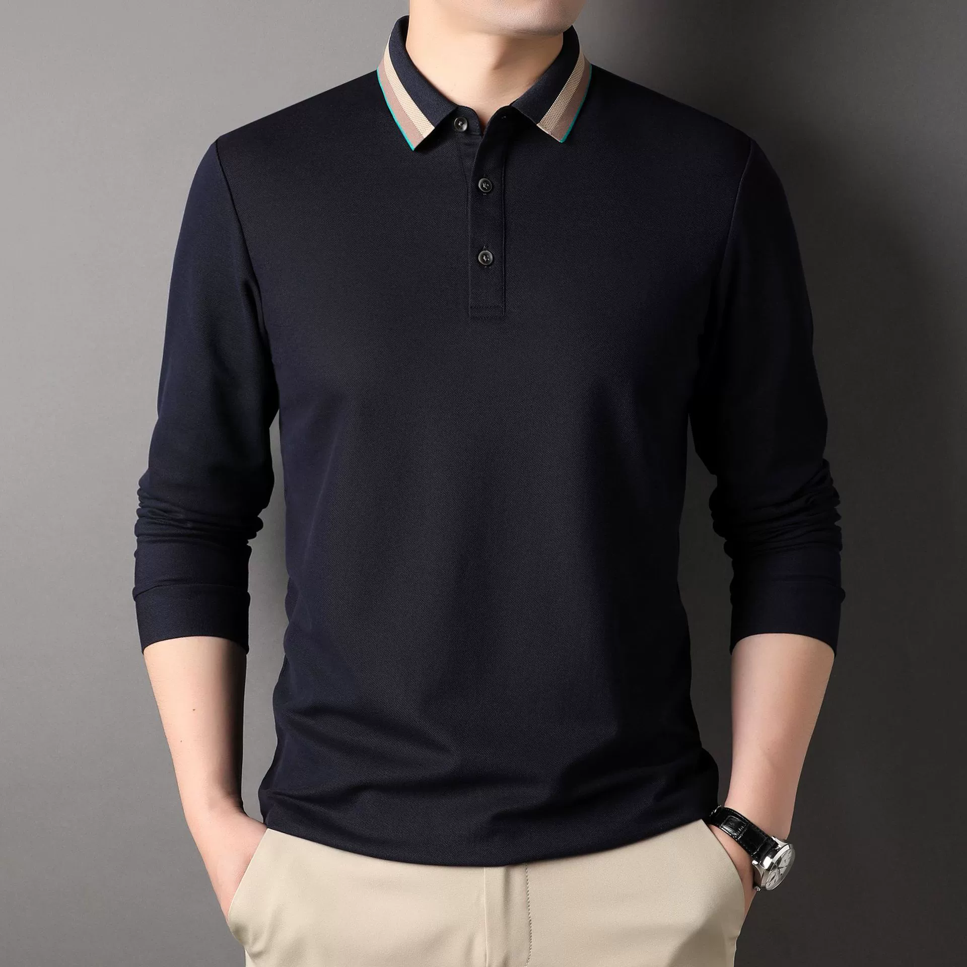 Autumn breathable base body-friendly long-sleeve, polo, Spring/Fall 2025 model