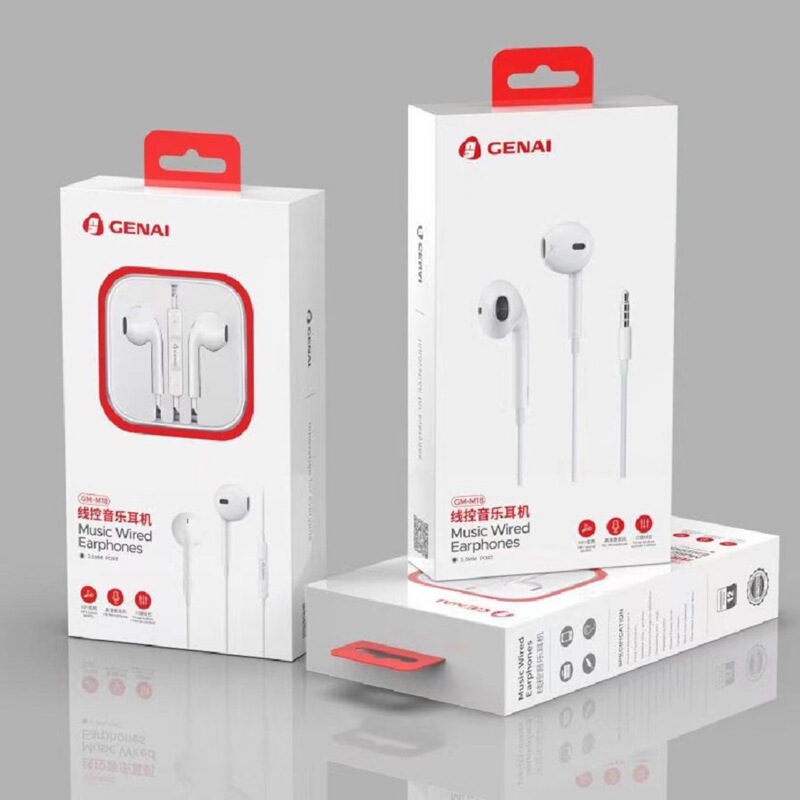 Genai M18 T18 Y18 headphones half in-ear with crystal box 3.5m round bass mobile phone Genai M18 T18 Y18 headphones half in-ear with crystal box 3.5m round bass mobile phone