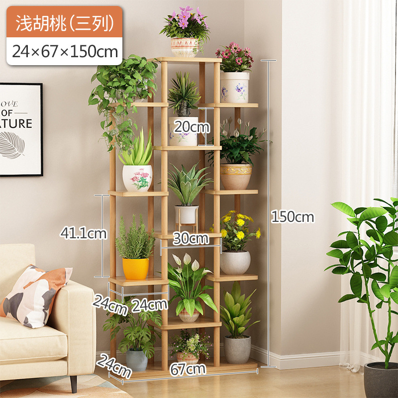 Estante de flores de madera sólida multicapa interior piso sala de estar decoración simple rack de flores verdes multicarnose orquídeas colgantes