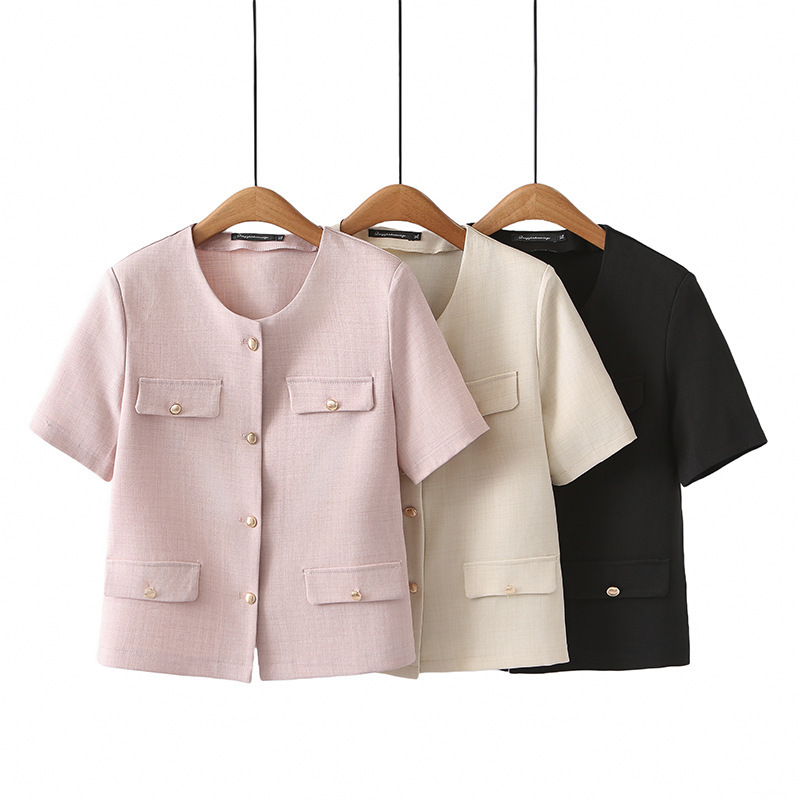plus size short sleeve suit women's small fragrant style 2024 summer fat MM200 kg coat crew neck suit tide coat 2417 plus size short sleeve suit women's small fragrant style 2024 summer fat MM200 kg coat crew neck suit tide coat 2417