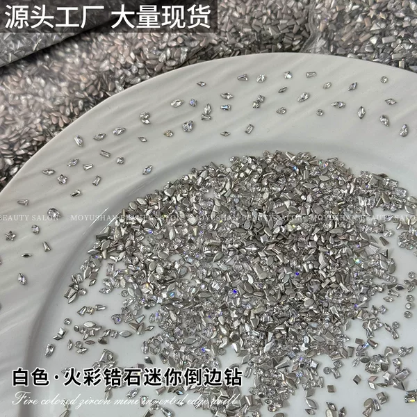 5A Dazzling White Beveled Edge Nail Art Zircon Mini Small Flat-Bottom Diamond Decorations Rhombus-Shaped Marquise Nail Rhinestones Wholesale
