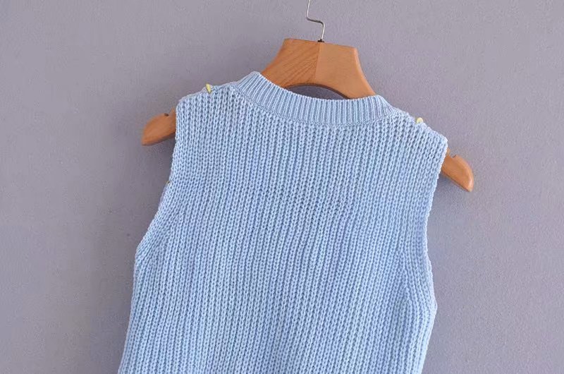 round neck knit irregular hem vest  NSAM43364