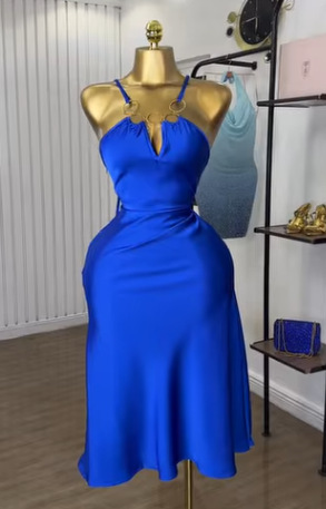 Summer Fashion Women's V-Neck Sleeveless Dress Sexy Suspender Waist Cinching Design Casual Dress_ecoleips.com
