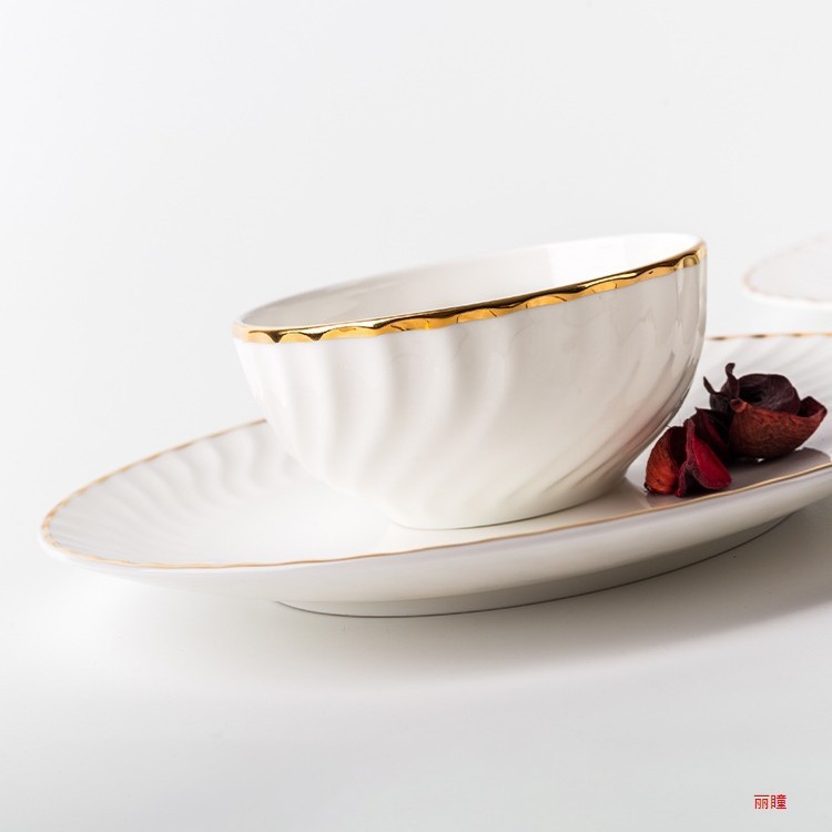 Porcelana de hueso de estilo europeo de Phnom Penh, filete nórdico, platos de comida occidentales, platos caseros, platos planos, platos combinados