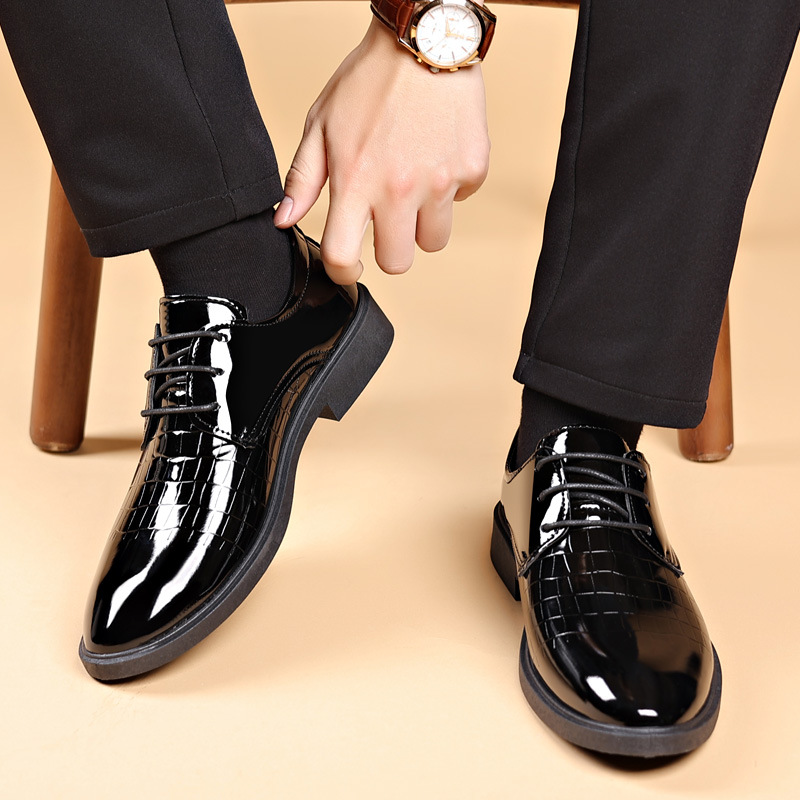 [One Free of Mail] zapatos de cuero casuales transfronterizos de alto grado, zapatos de cuero de negocios de hombre juvenil