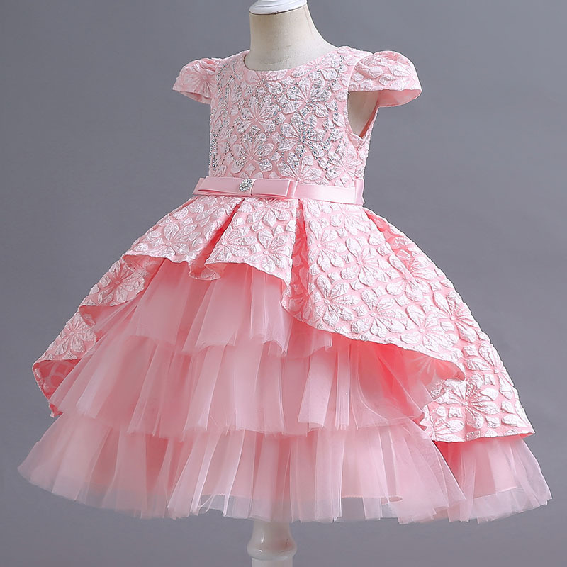 Foreign Trade New Children's Dress Children's Dress Printed Princess Dress Little Girl's High-end Stylish Birthday Party Host Dress
