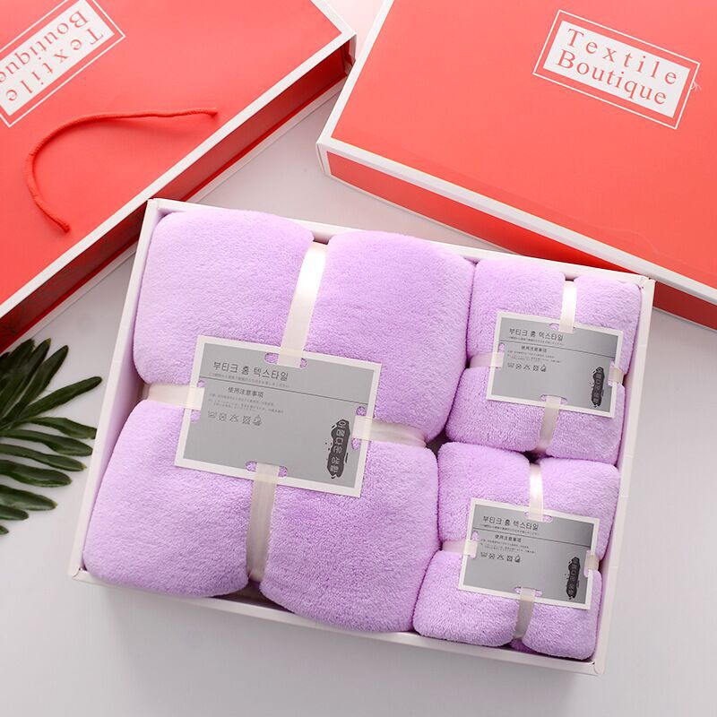 Bath towel towel suit gift box three pieces suit wedding back gift coral velvet soft thickened letter towel set Wholesale Bath towel towel suit gift box three pieces suit wedding back gift coral velvet soft thickened letter towel set Wholesale