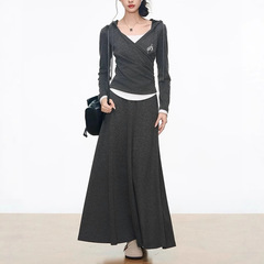 8.10新品 WESTAYON 假两件卫衣针织衫女上衣套装韩系通勤显瘦新款
